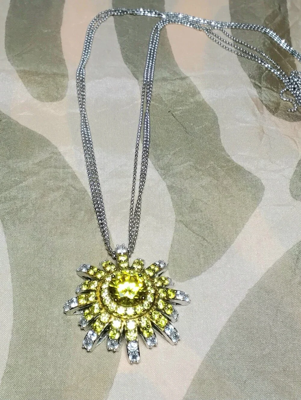 Vanna K CZ 925 Silver Sunburst Necklace